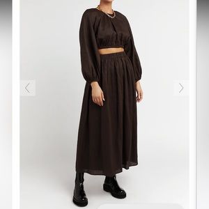DISSH ALENA DARK CHOC LINEN SKIRT